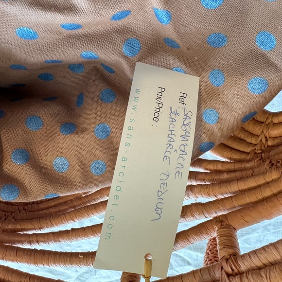 New Sans-Arcidet Collection Designer peach Raffia Woven Basket Bag - Picture 4 of 16